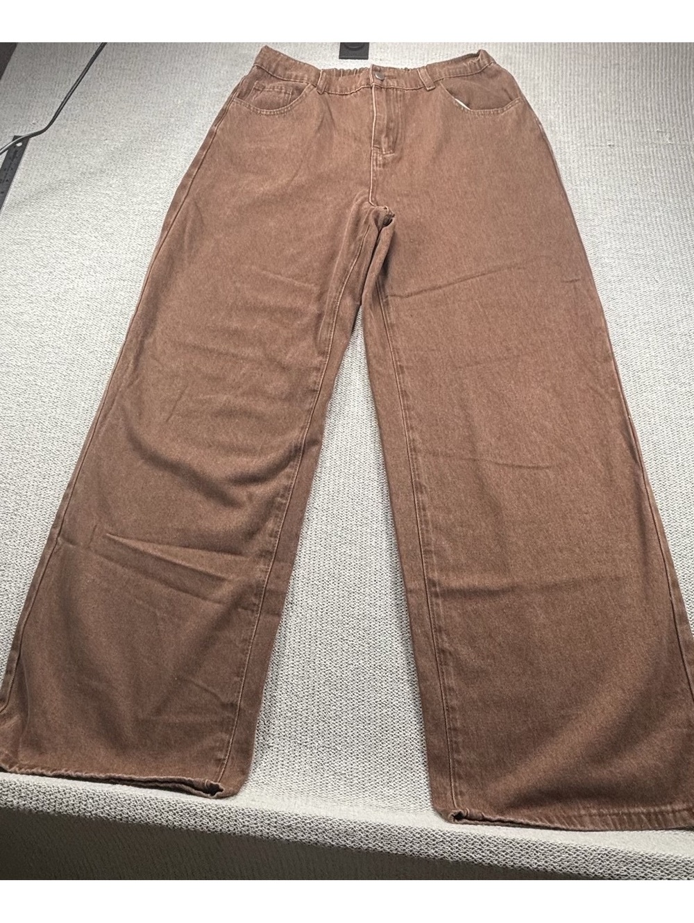 Brown Wide Leg Jeans XL 12-14 No Stretch